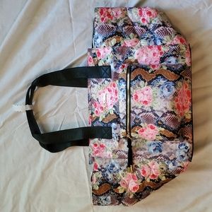 NWOT Betsy Johnson rainbow floral snake print overnight bag